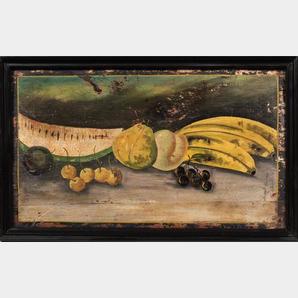 Latin American School, 20th Century Two Framed Folk Still Lifes of Fruit.