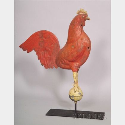 Red painted Rooster Copper and Zinc Weather Vane