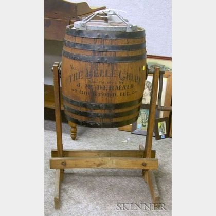 "The Belle Churn" Iron-mounted Oak Barrel Churn on Stand