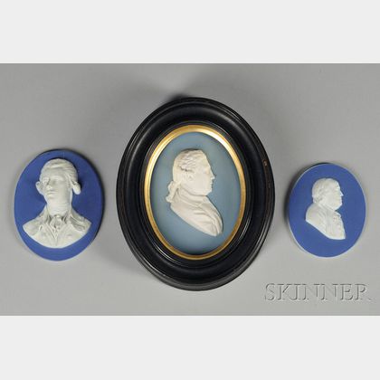 Three Wedgwood Jasper Oval Portrait Medallions
