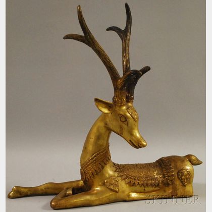 Bronze Figure of a Recumbent Deer