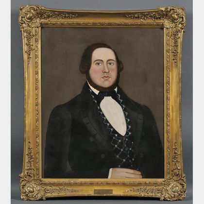 Attributed to William Matthew Prior (American, 1806-1873) Folk Art Portrait of Enoch Adams Pettingell.