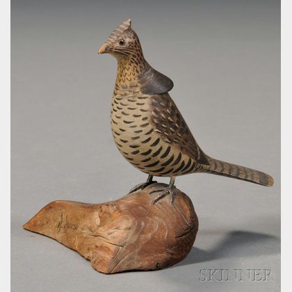Miniature Carved and Painted Grouse Figure