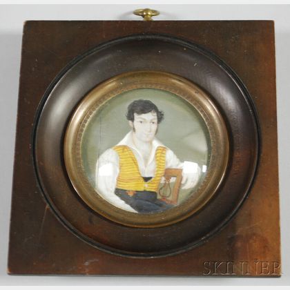 Painted Portrait Miniature on Ivory of a Seated Gentleman
