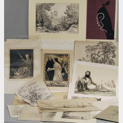 Large Group of Works on Paper: Continental School, 19th Century, Six Landscape Studies