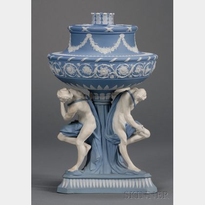 Wedgwood Solid Blue Jasper Michelangelo Vase and Cover