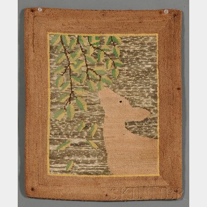 Grenfell Pictorial Hooked Mat with Deer and Leaves
