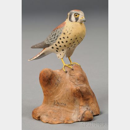 Miniature Carved and Painted Sparrow Hawk Figure