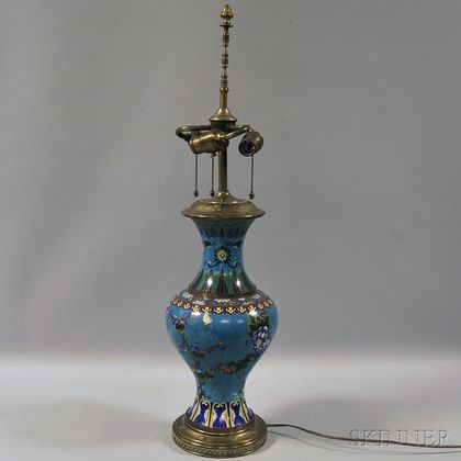Brass-mounted Cloisonne Base Table Lamp