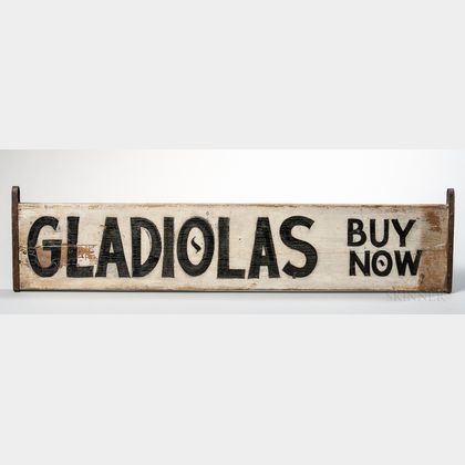 Painted Wood Double-sided "Gladiolas/Buy Now" Sign