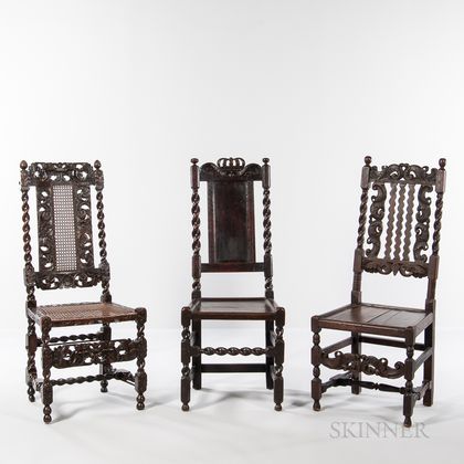 Three Carved High-back Side Chairs
