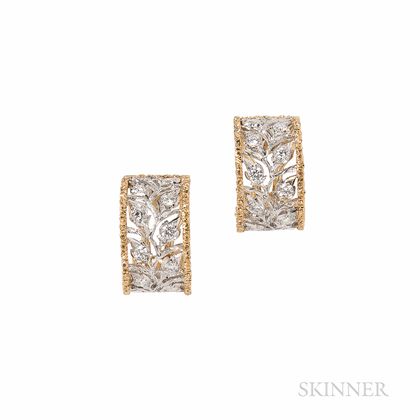 18kt Bicolor Gold and Diamond "Scacchi" Earrings, Buccellati