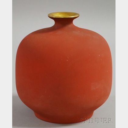 Richard Ginori Gilt and Terra-cotta Glazed Porcelain Vase