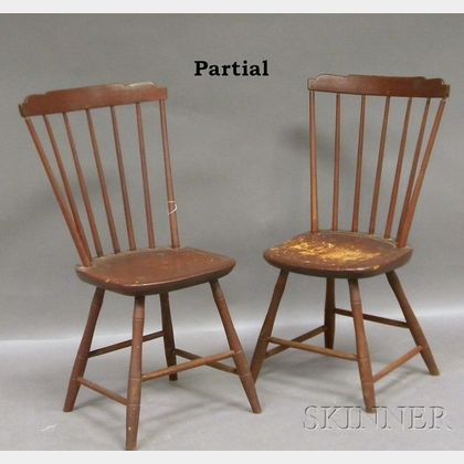Set of Six Windsor Brown-painted Step-down Side Chairs. 