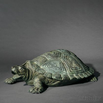 Ricardo Ponzanelli (20th/21st Century) Bronze Figure of a Large Turtle