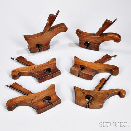 Six Wood Radius Hand Planes