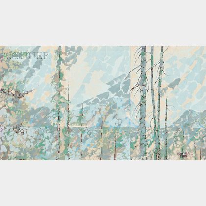 Ibarra Dela Rosa (Filipino, 1943-1998) Abstract Trees and Hills