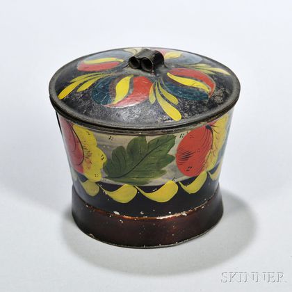 Paint-decorated Tin Covered Sugar Bowl