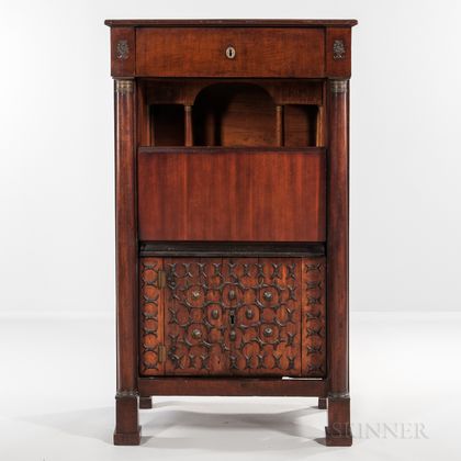 Neoclassical-style Mahogany Secretaire a Abattant