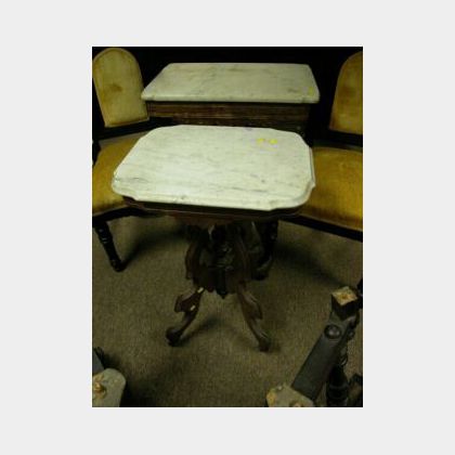 Two Victorian White Marble-top Walnut Stands. 