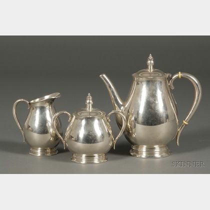 Three-piece International Sterling Silver Royal Danish Pattern Tea Set