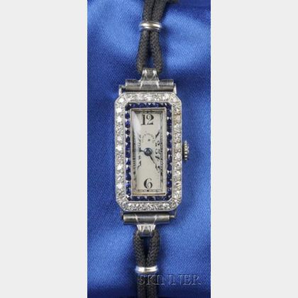 Art Deco Lady's Platinum and Diamond Wristwatch, Patek Philippe