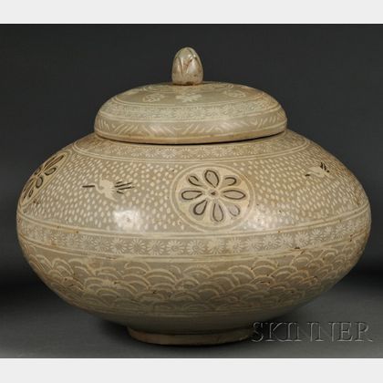 Stoneware Jar and Cover