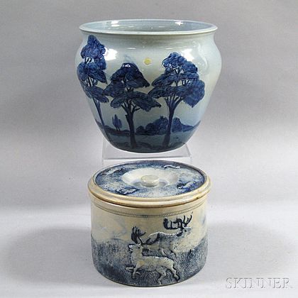 Two Cobalt-decorated Ceramic Vessels