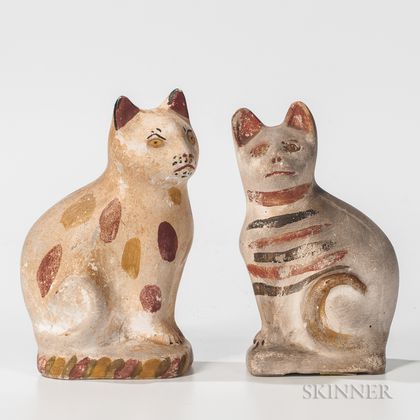 Two Small Chalkware Cats