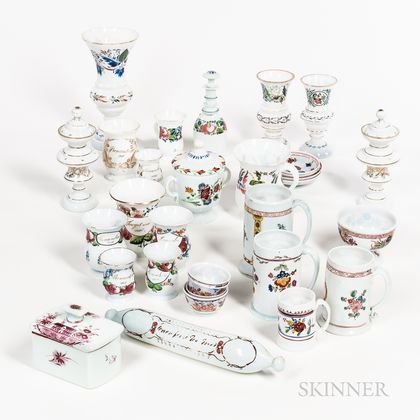 Group of Opaque White Glass and Gilt Tableware