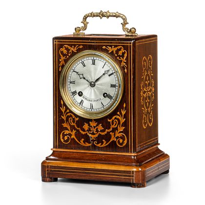 French Inlaid Rosewood Carriage Clock