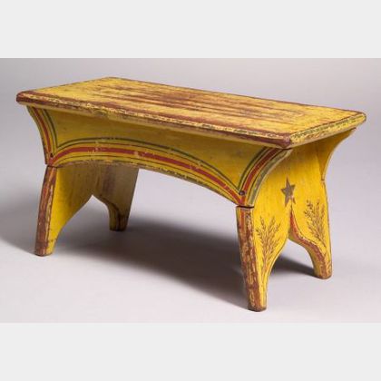 Yellow-painted Pine Cricket Stool, America, early 19th century