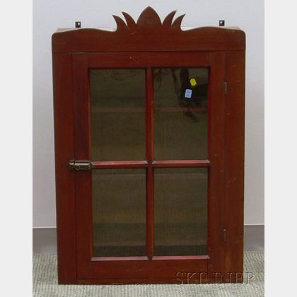 Country Red-stained Glazed Cherry Wall Cupboard