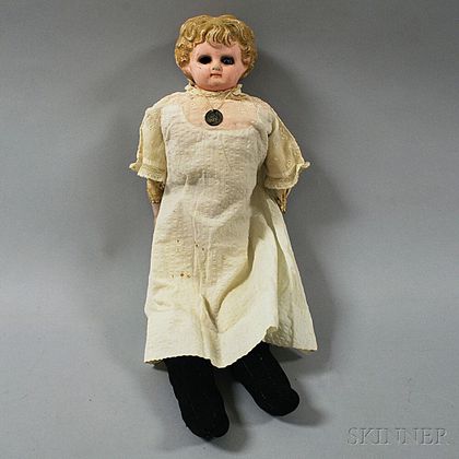 Blonde Papier-mache Shoulder Head Girl Doll