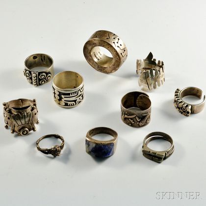 Eight Sterling Silver Rings