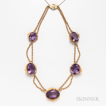 Victorian 14kt Gold and Amethyst Necklace
