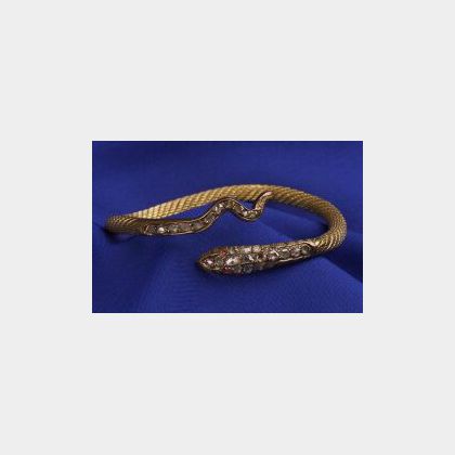 18kt Gold, Diamond and Ruby Snake Bracelet