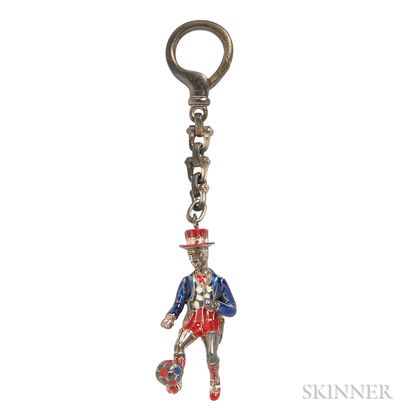 Sterling Silver and Enamel Circus Figure Keychain, Designed by Gene Moore, Tiffany & Co.
