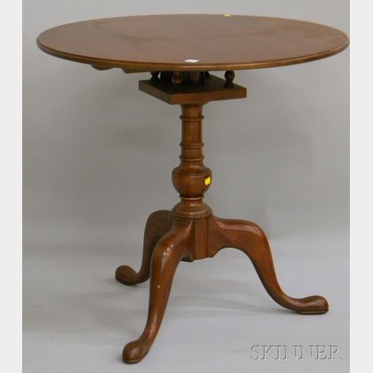 Queen Anne-style Mahogany Tilt-top Birdcage Tea Table. 