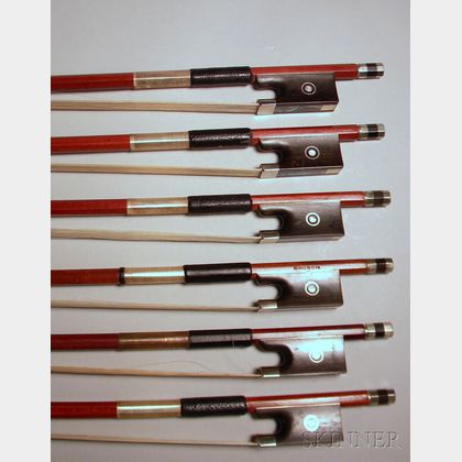 Six Contemporary Nickel-mounted Violin Bows