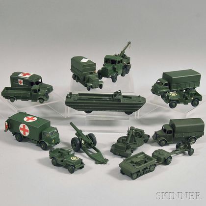 Thirteen Meccano Dinky Toys Die-cast Metal Military Vehicles