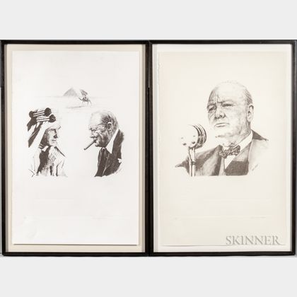 Curtis Hooper (British, 20th Century) and Sarah Churchill (British, 1914-1982) Two Prints from the Sir Winston Suite