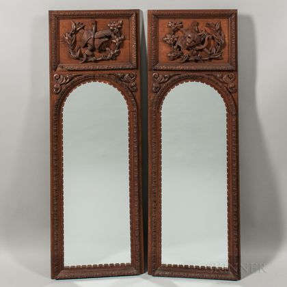 Pair of Carved Oak Mirrors