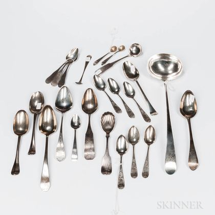 Group of Mostly New England Coin Silver Spoons