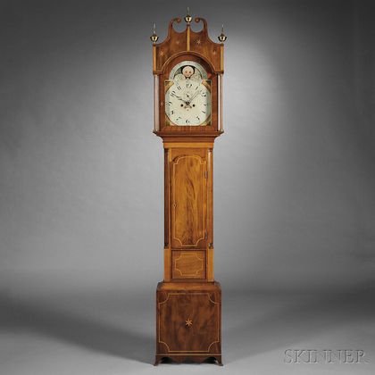 Elaborately Inlaid Mahogany Tall Clock