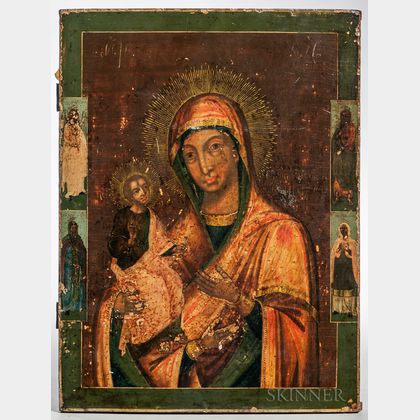 Russian Icon Depicting the Mother of God with Three Hands