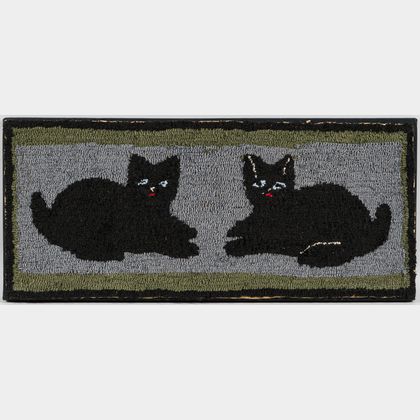 Black Cats Hooked Rug