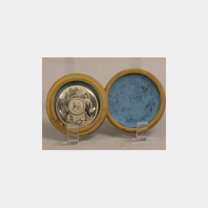 George Washington Memorial Lithographed Rondel in Maple Case. 