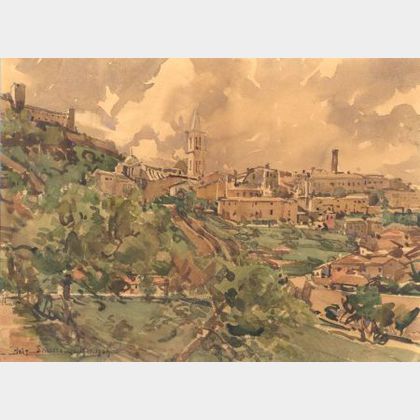 Edward Darley Boit (American, 1840-1915) View of Spoleto, Italy