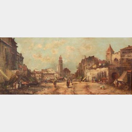 Jules Henri Veron-Fare (French, fl. 1836-1870) The Market Begins to Stir